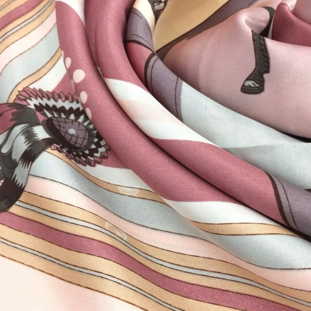 Equestrian Print Silk-Feel Head Scarf 35X35 - Picture 2 of 7